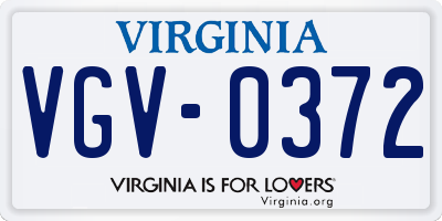 VA license plate VGV0372