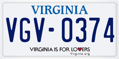 VA license plate VGV0374