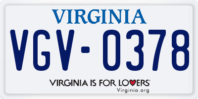 VA license plate VGV0378