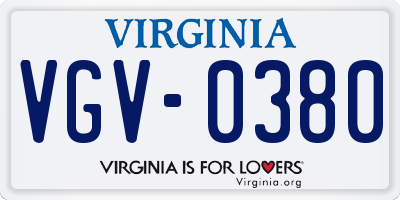 VA license plate VGV0380
