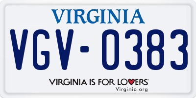 VA license plate VGV0383