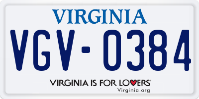 VA license plate VGV0384
