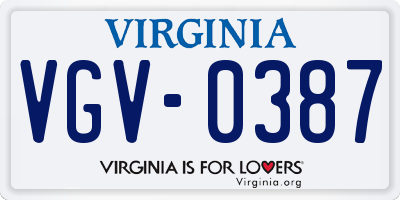 VA license plate VGV0387