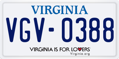 VA license plate VGV0388