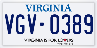 VA license plate VGV0389