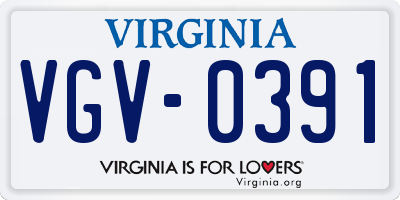 VA license plate VGV0391