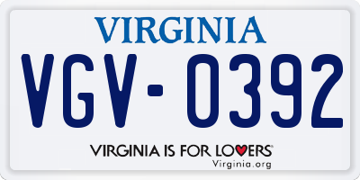 VA license plate VGV0392