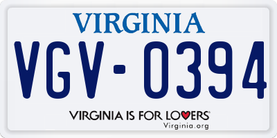 VA license plate VGV0394