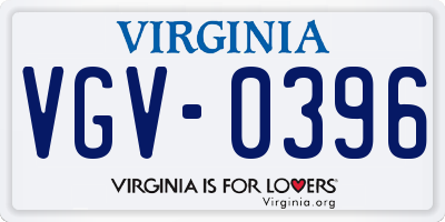 VA license plate VGV0396