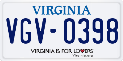 VA license plate VGV0398