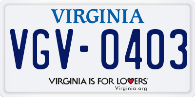 VA license plate VGV0403