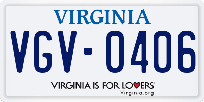 VA license plate VGV0406