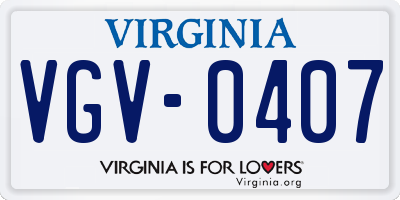 VA license plate VGV0407