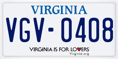 VA license plate VGV0408