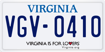 VA license plate VGV0410