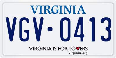 VA license plate VGV0413
