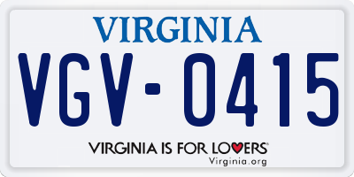 VA license plate VGV0415