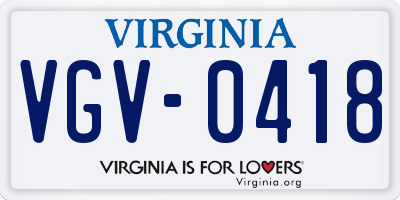VA license plate VGV0418