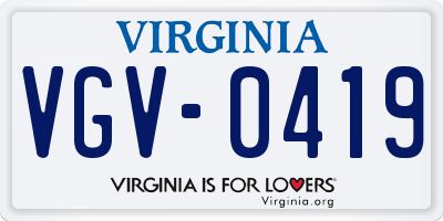 VA license plate VGV0419