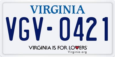 VA license plate VGV0421