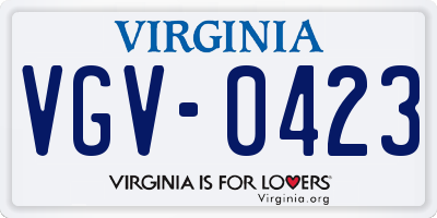 VA license plate VGV0423