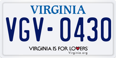 VA license plate VGV0430