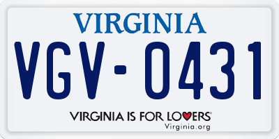 VA license plate VGV0431