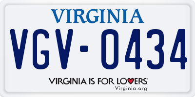VA license plate VGV0434