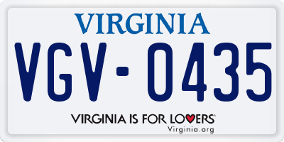 VA license plate VGV0435