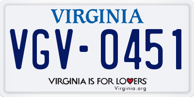 VA license plate VGV0451