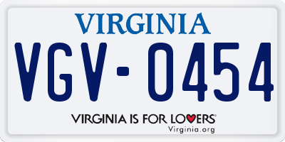VA license plate VGV0454
