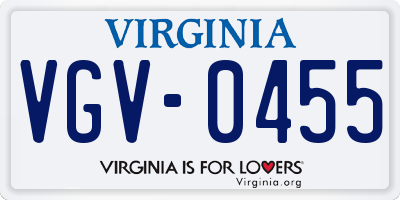 VA license plate VGV0455