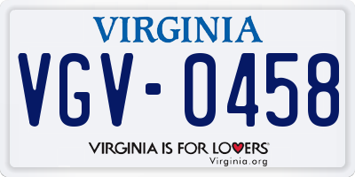 VA license plate VGV0458
