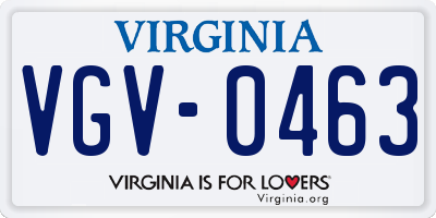 VA license plate VGV0463