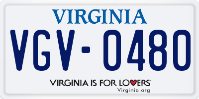 VA license plate VGV0480