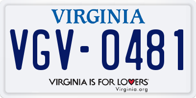 VA license plate VGV0481
