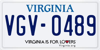 VA license plate VGV0489