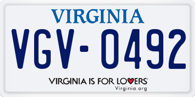 VA license plate VGV0492