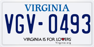 VA license plate VGV0493