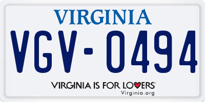 VA license plate VGV0494