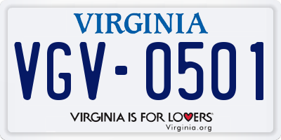 VA license plate VGV0501