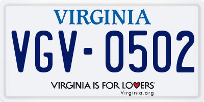 VA license plate VGV0502