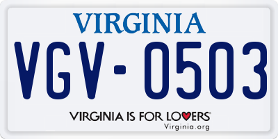 VA license plate VGV0503