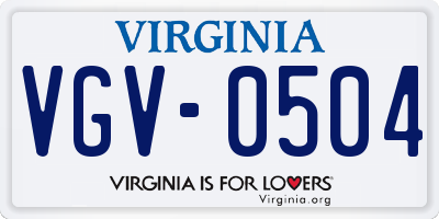 VA license plate VGV0504