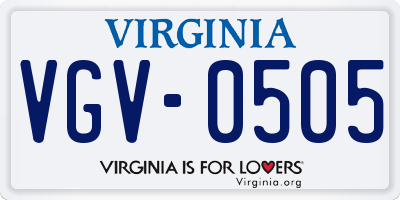 VA license plate VGV0505