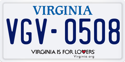 VA license plate VGV0508