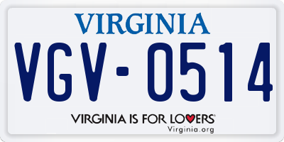 VA license plate VGV0514
