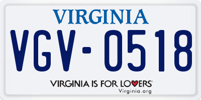 VA license plate VGV0518