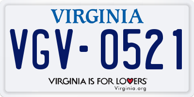 VA license plate VGV0521