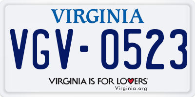 VA license plate VGV0523